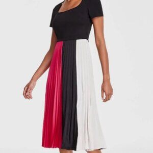 NWT Karl Lagerfeld Paris Colorblock Pleated Dress Size 16